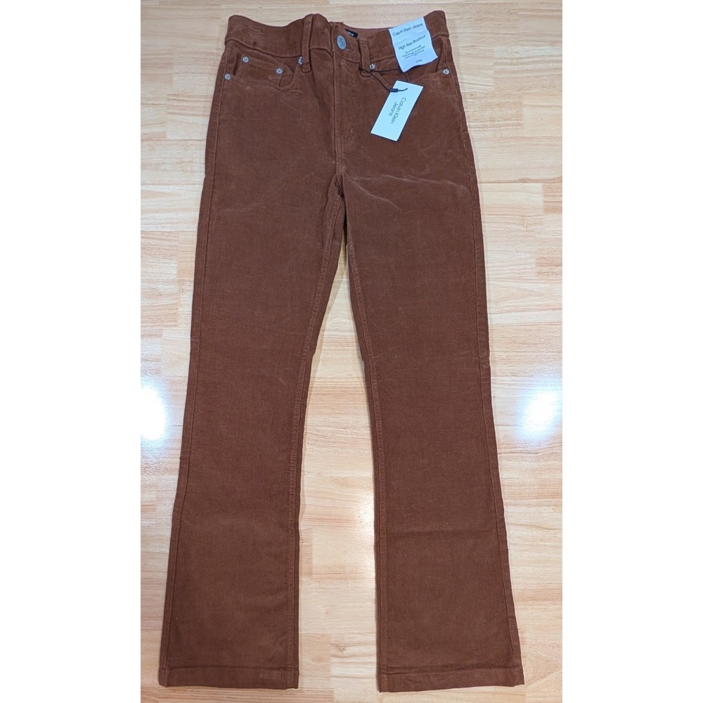 Calvin Klein Jeans Brown Corduroy High Rise Bootcut Pants Size 2/26 Tall NEW